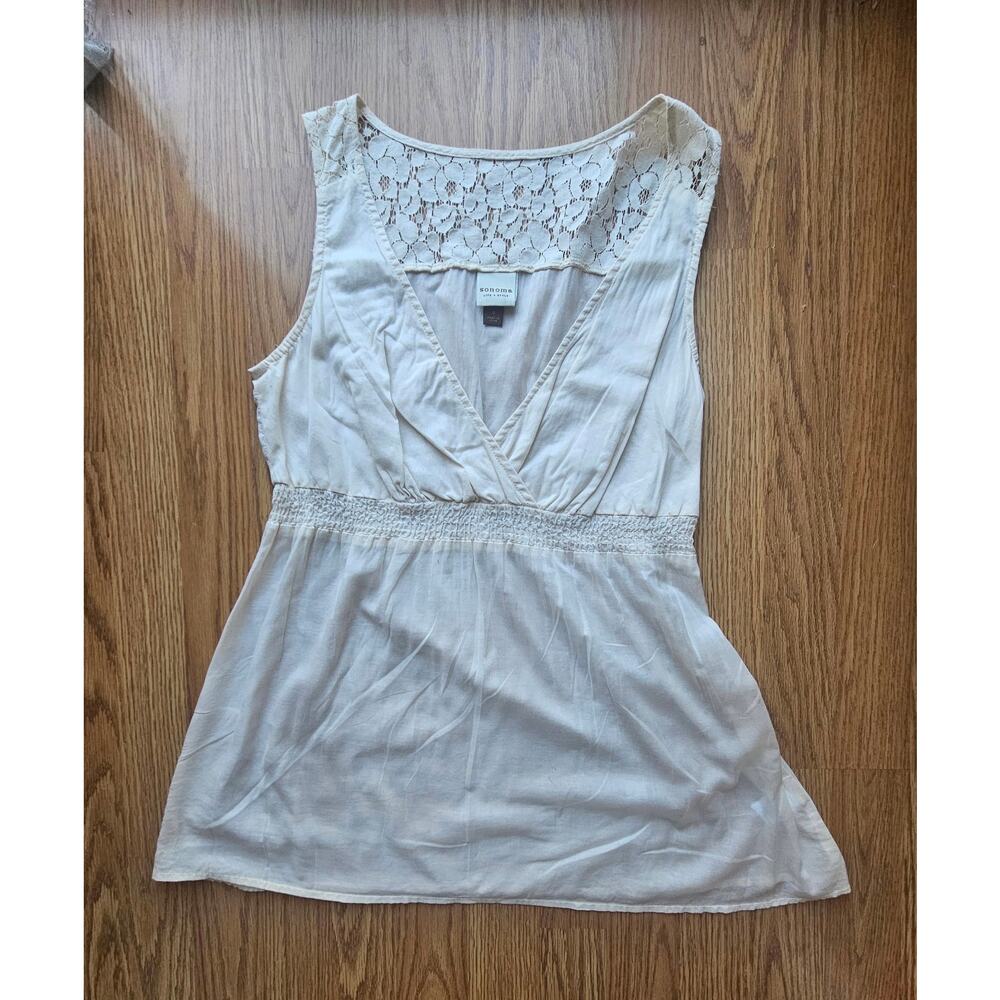 Y2K Cream Cotton Babydoll Tank – Small